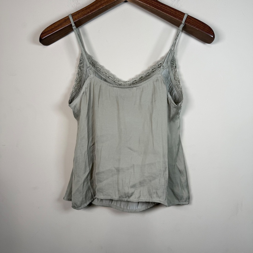 Hollister Sage Green Lace Trim Camisole Tank Top Small - Picture 2 of 12